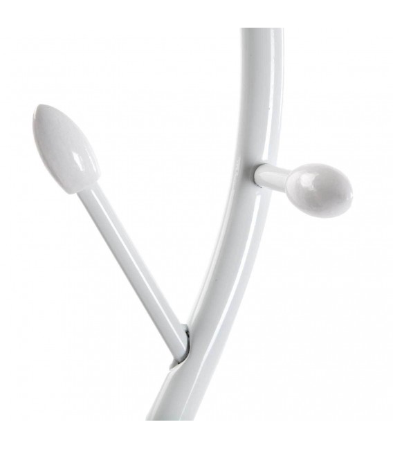 Perchero de pie original con 8 colgadores metal y madera blanco mdmhogar