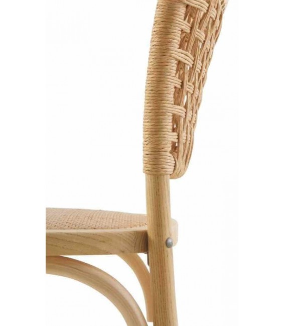 Taburete barra cómodo  madera de olmo natural yute trenzado natural mdmhogar