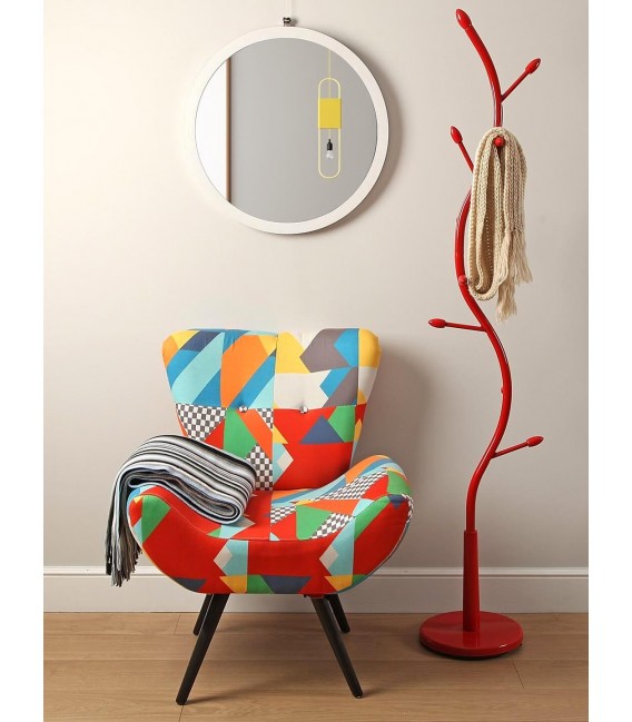 Perchero de pie original con 8 colgadores metal y madera rojo  mdmhogar