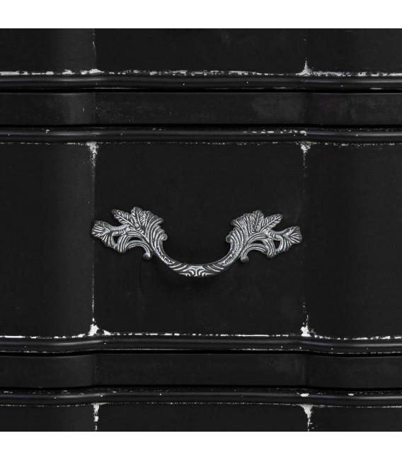 Mesita de noche tapa de madera cuerpo negro patinado en blanco mdmhogar