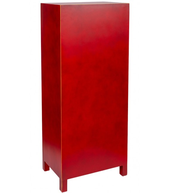 Armario estilo oriental madera lacada en rojo cantos perfilados en oro mdmhogar