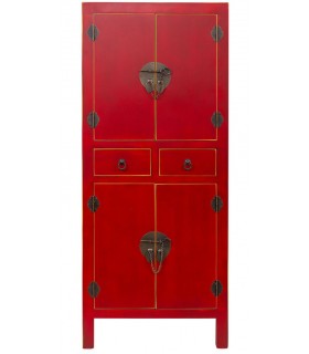 Armario estilo oriental madera lacada en rojo cantos perfilados en oro mdmhogar