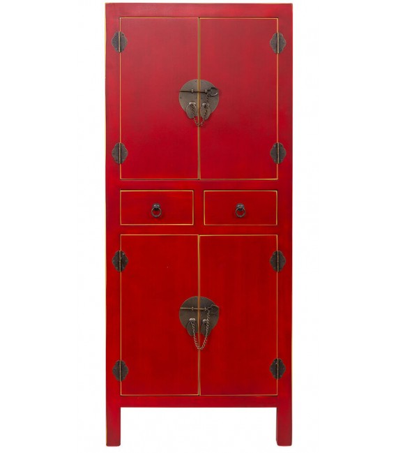 Armario estilo oriental madera lacada en rojo cantos perfilados en oro mdmhogar