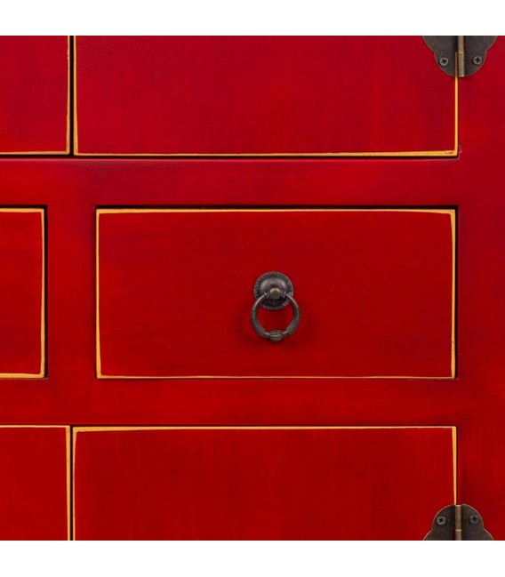Armario estilo oriental madera lacada en rojo cantos perfilados en oro mdmhogar