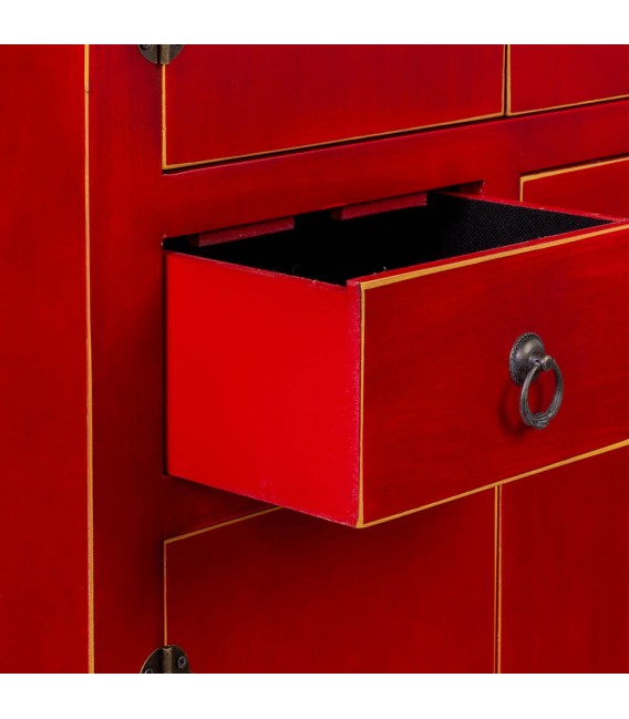Armario estilo oriental madera lacada en rojo cantos perfilados en oro mdmhogar