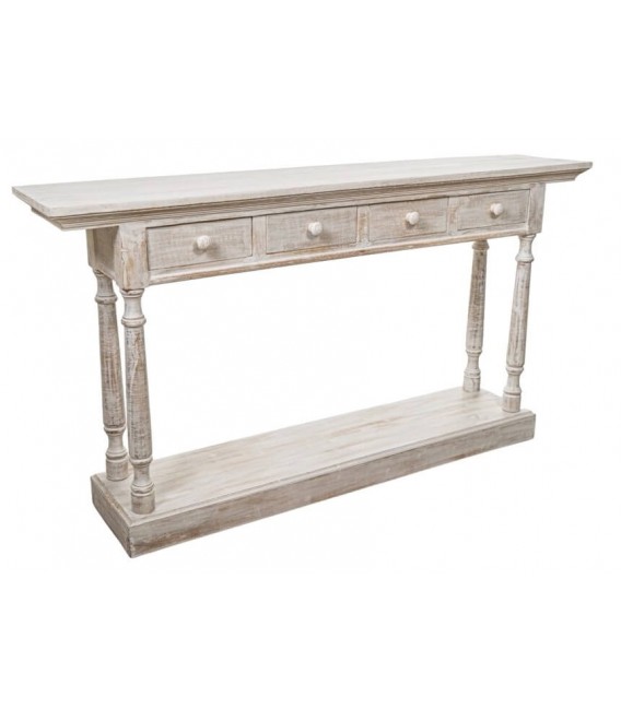 Consola de entrada grande madera de pino decapado en blanco mdmhogar