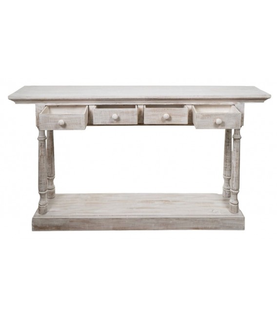 Consola de entrada grande madera de pino decapado en blanco mdmhogar