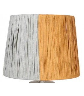 Lámpara de sobremesa original cerámica blanca cuerda  gris y amarillo mdmhogar