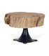 Mesa de centro pequeña tronco de madera de acacia natural metal negro mdmhogar
