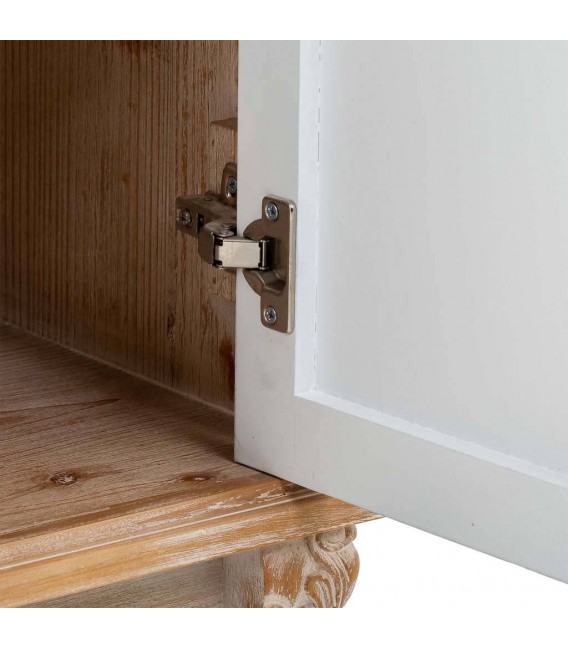 Taquillón abeto tallado natural puerta talladas en blanco rozado mdmhogar