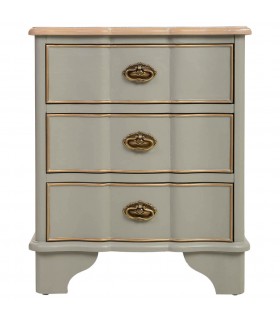 Mesita de noche madera natural laca verde cajones perfilados en oro mdmhogar