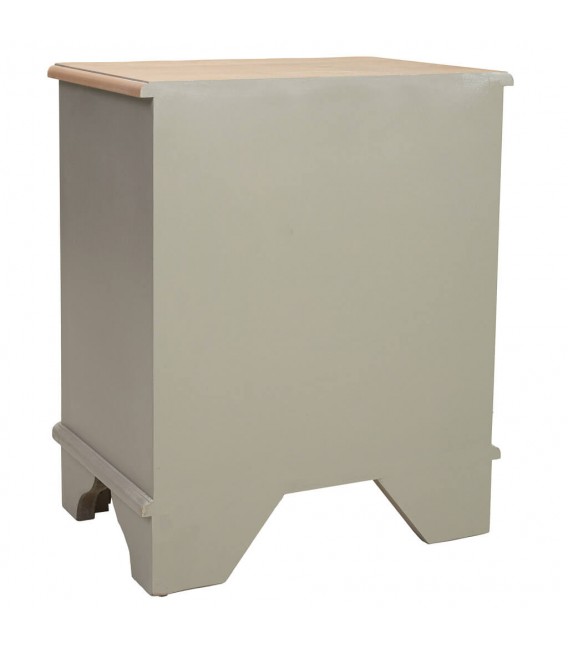 Mesita de noche madera natural laca verde cajones perfilados en oro mdmhogar