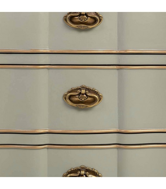 Mesita de noche madera natural laca verde cajones perfilados en oro mdmhogar