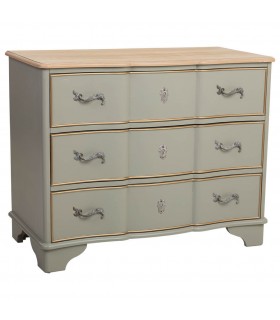 Cómoda con 3 cajones grandes madera natural laca verde mdmhogar