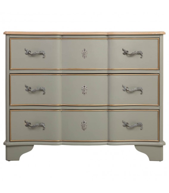 Cómoda con 3 cajones grandes madera natural laca verde mdmhogar