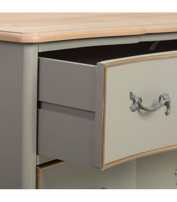 Cómoda con 3 cajones grandes madera natural laca verde mdmhogar