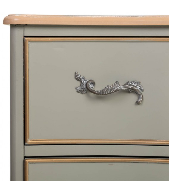 Cómoda con 3 cajones grandes madera natural laca verde mdmhogar