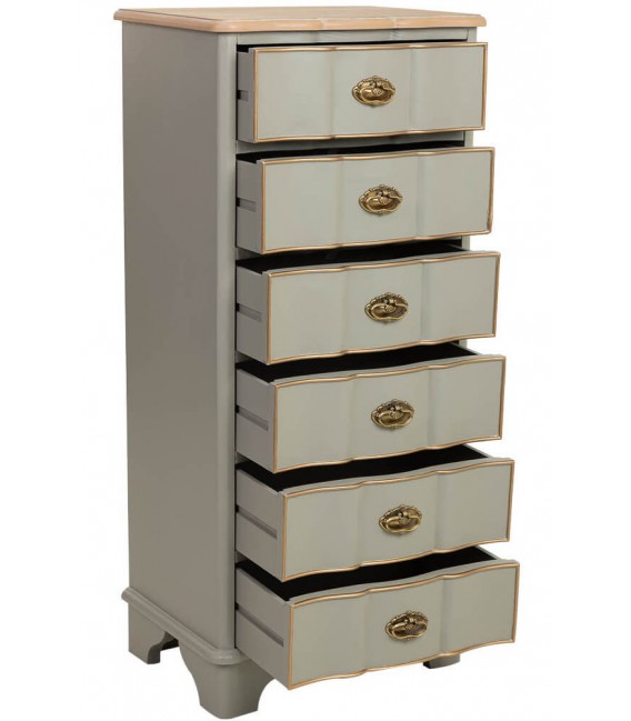 Sinfonier 6 cajones madera natural laca verde  mdmhogar