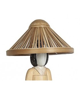 Lámpara de sobremesa alta madera tallada a mano policromada mdmhogar