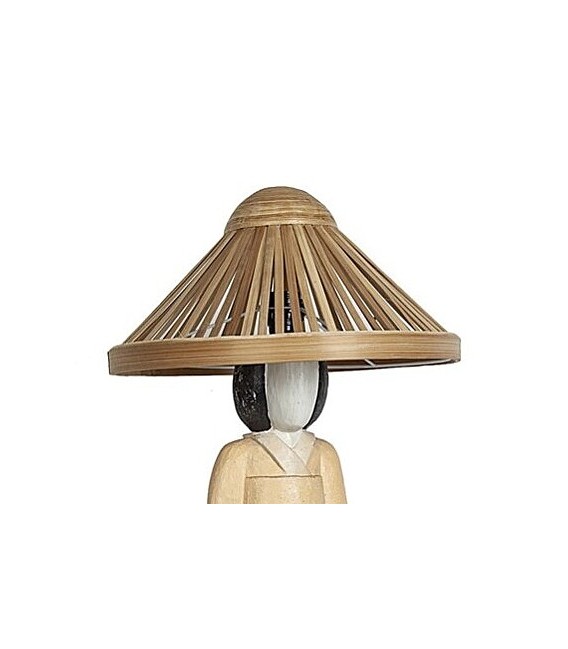 Lámpara de sobremesa alta madera tallada a mano policromada mdmhogar