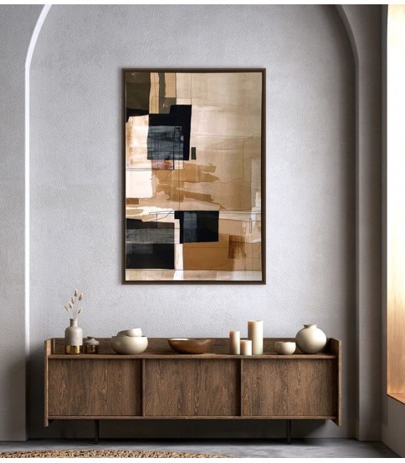 Cuadro vertical abstracto colores marrones negros y blancos mdmhogar