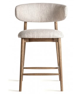 Taburete de barra muy cómodo madera fresno tostado tela chenilla