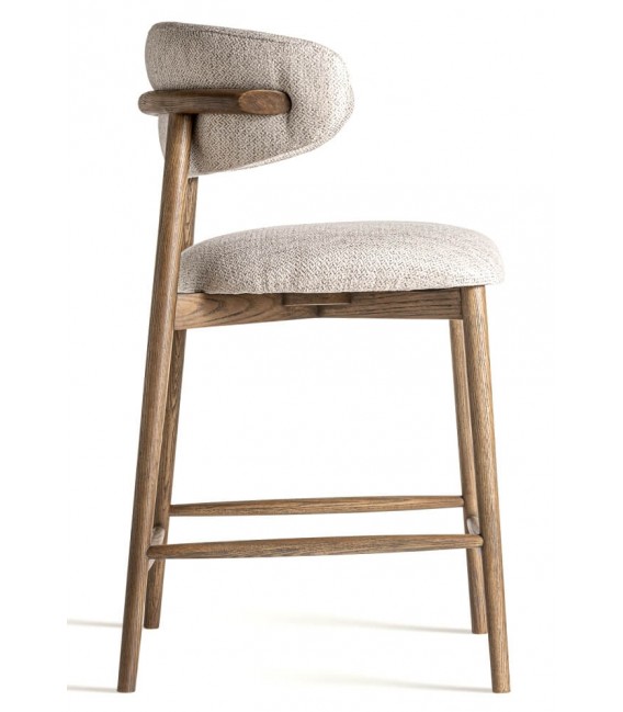 Taburete de barra muy cómodo madera fresno tostado tela chenilla