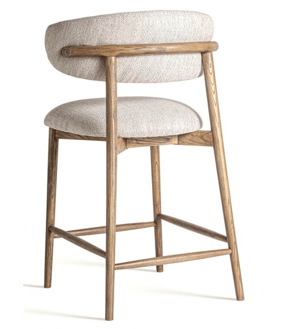 Taburete de barra muy cómodo madera fresno tostado tela chenilla