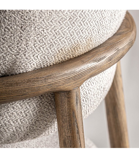 Taburete de barra muy cómodo madera fresno tostado tela chenilla