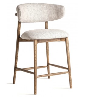 Taburete de barra muy cómodo madera fresno tostado tela chenilla