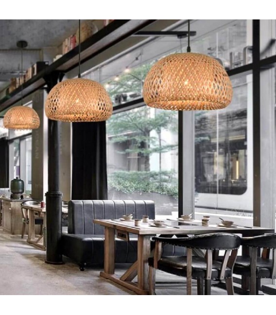 Lámpara de techo ratán natural mdmhogar