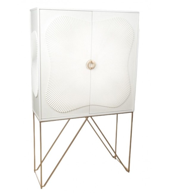 Armario lacado en color blanco los tiradores y patas en metal dorado mdmhogar