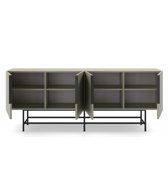 Aparador grande estilo moderno verde patas y tiradores en metal negro mdmhogar