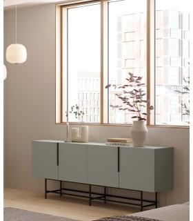 Aparador grande estilo moderno verde patas y tiradores en metal negro mdmhogar