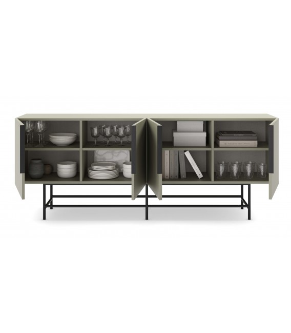 Aparador grande estilo moderno verde patas y tiradores en metal negro mdmhogar