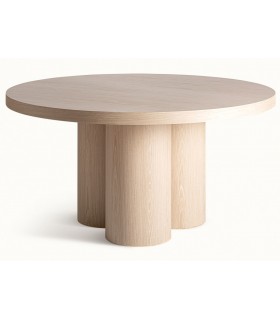 Mesa de comedor redonda grande realizada en madera de roble natural mdmhogar