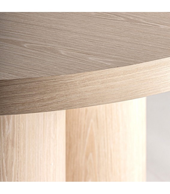 Mesa de comedor redonda grande realizada en madera de roble natural mdmhogar
