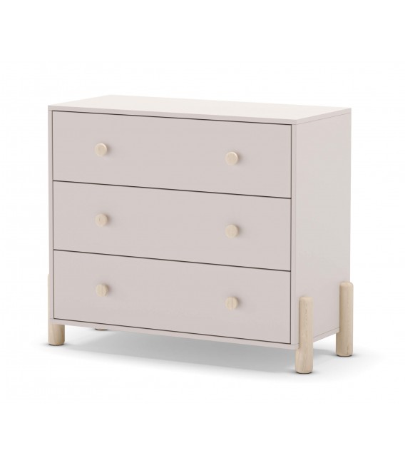 Cómoda color topo y madera de pino natural con 3 cajones mdmhogar