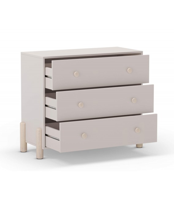 Cómoda color topo y madera de pino natural con 3 cajones mdmhogar