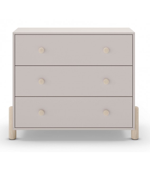 Cómoda color topo y madera de pino natural con 3 cajones mdmhogar