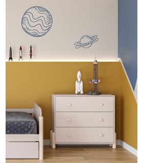 Cómoda color topo y madera de pino natural con 3 cajones mdmhogar