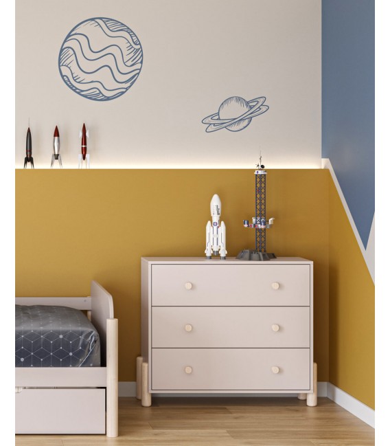 Cómoda color topo y madera de pino natural con 3 cajones mdmhogar