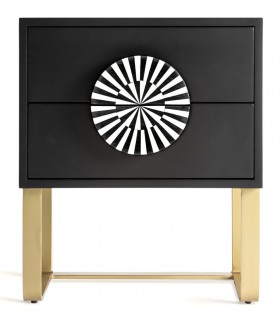 Mesita de noche laca negra metal oro estilo art decó mdmhogar