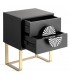 Mesita de noche laca negra metal oro estilo art decó mdmhogar