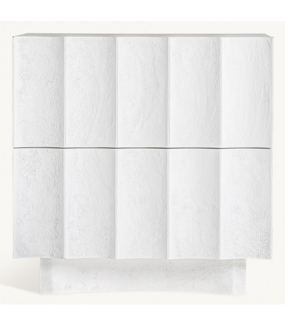 Mesita de noche grande madera efecto yeso blanco roto estilo ibicenco mdmhogar