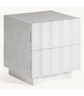 Mesita de noche grande madera efecto yeso blanco roto estilo ibicenco mdmhogar