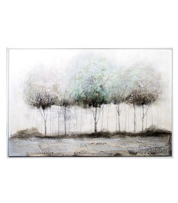 Cuadro horizontal con motivo paisaje arboles oleo pintado a mano