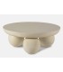 Mesa de centro redonda madera de mango y cemento color crema mdmhogar