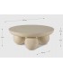 Mesa de centro redonda madera de mango y cemento color crema mdmhogar