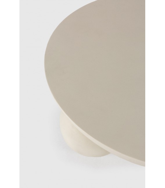 Mesa de centro redonda madera de mango y cemento color crema mdmhogar